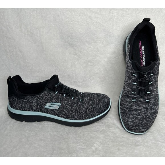 SKECHERS Women’s 8.5 Summits Quick Getaway Slip-On Sneakers 12983 BKAQ - Picture 1 of 10